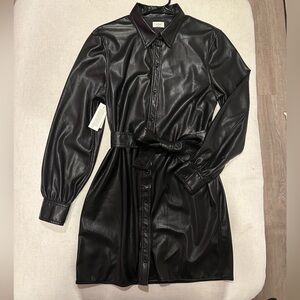 NWT Aritzia Wilfred Caroline Black Faux Leather dress